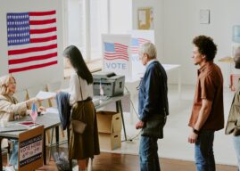 Citizens Standing In Line At Voting Station